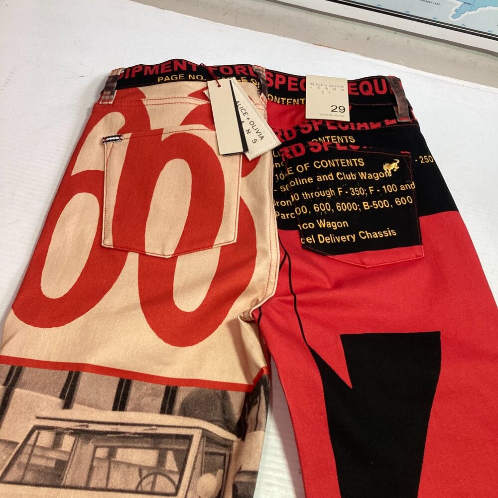 Alice + Olivia x Ford Bronco Wide Leg Graphic Pants Womens Sz 29 NWT - Picture 7 of 15